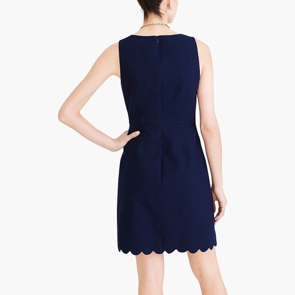 New JCREW Navy Basketweave scallop-edge dress - Picture 3 of 6